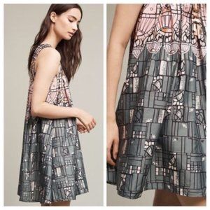 Anthropologie Preeti S Kapoor Pascale Swing Dress Sleeveless Stained Glass